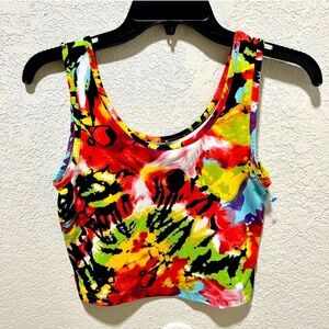 Full Circle Trends Vibrant Multicolor Graphic Print Crop Top